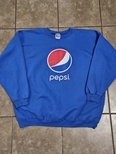 Vintage 90's Hanes Pepsi Logo Men's Blue Crewneck Sweatshirt SZ XL EUC