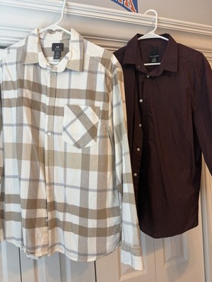 H&M Men s Button-Down Shirts (Flannel is Large, Maroon is XL)Both Used+ Fit Same