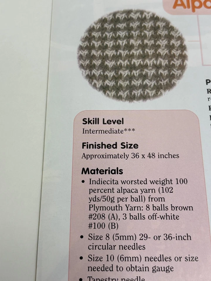 Cabin in the Woods Alpaca Lap Robe Knitting Pattern Worsted Approx 36x48in - Image 2 of 3