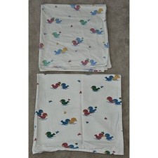 2 VTG Medline Industries Duck Bird Receiving Blanket Pink Blue Yellow Green Lot