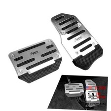 Car Non-slip Pedal Pads Set, Alloy Brake Pedal Protectors, 2 PCS Silver