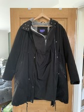 Seraphine Premium 3-in-1 Maternity/Baby Wearing Down Parka Coat Black size UK 12