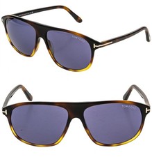 TOM FORD Prescott TF1027 56V Brown Blue Angular Aviator Sunglasses 1027 FT1027