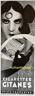 ADVERTISEMENT GYPSIES CIGARETTES FAN SIGN M. PONTY 1931 AD PUB RARE