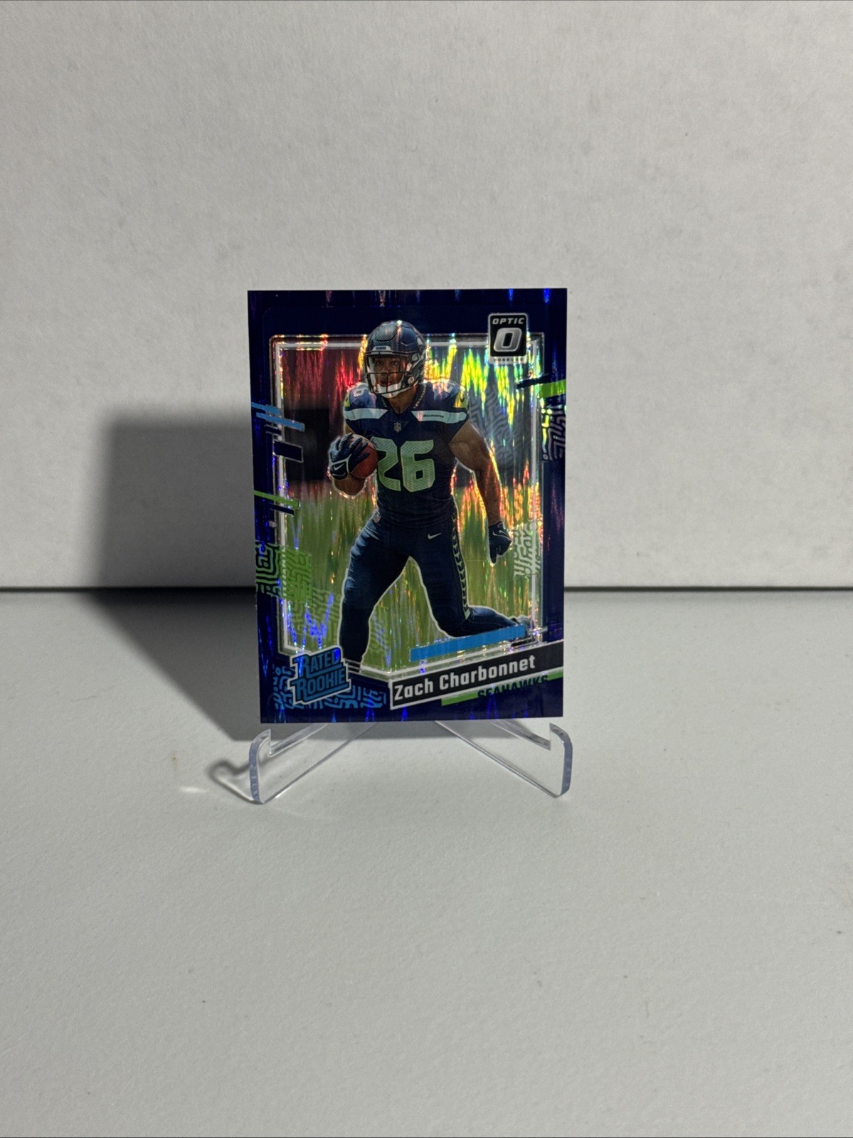 Zach Charbonnet PURPLE SHOCK PRIZM 2023 Donruss Optic Rated Rookie #294 SP