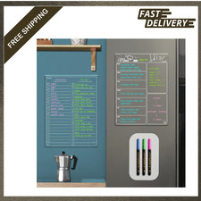 Clear Non Magnetic Meal Planner Board for Fridge, Dry Erase Transparent Menu and