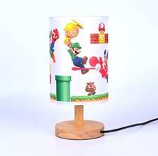 Wood Base Boys Room Lights Table Lamp with Light Bulb Bedside Night Light Gre...