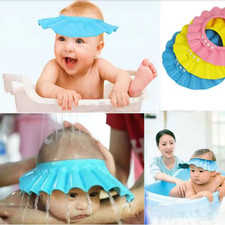 UK Adjustable Baby kids Shampoo Bath Shower Hat Cap Wash Hair Waterproof Shield
