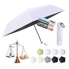 Mini Compact Travel Umbrella, 3.7Oz Ultralight Carbon Fiber UPF 50 UV Protec...