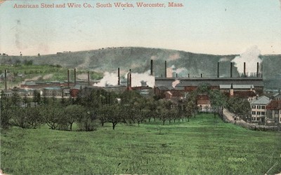 Worcester MA American Steel & Wire Co. South Works Postcard 1908 Posted