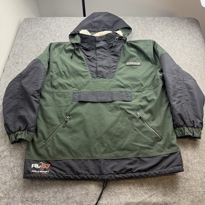 VTG Polo Sport Sportsman Anorak Jacket Mens XL Green RL-67 Sherpa Collar 1/4 Zip