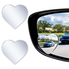 Heart Shaped Convex Rear View HD Glass Frameless Blind Spot Mirrors Pair