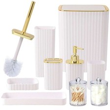 9-Piece Bathroom Accessories Set with Trash Can, Toilet Brush  Soap Dispenser