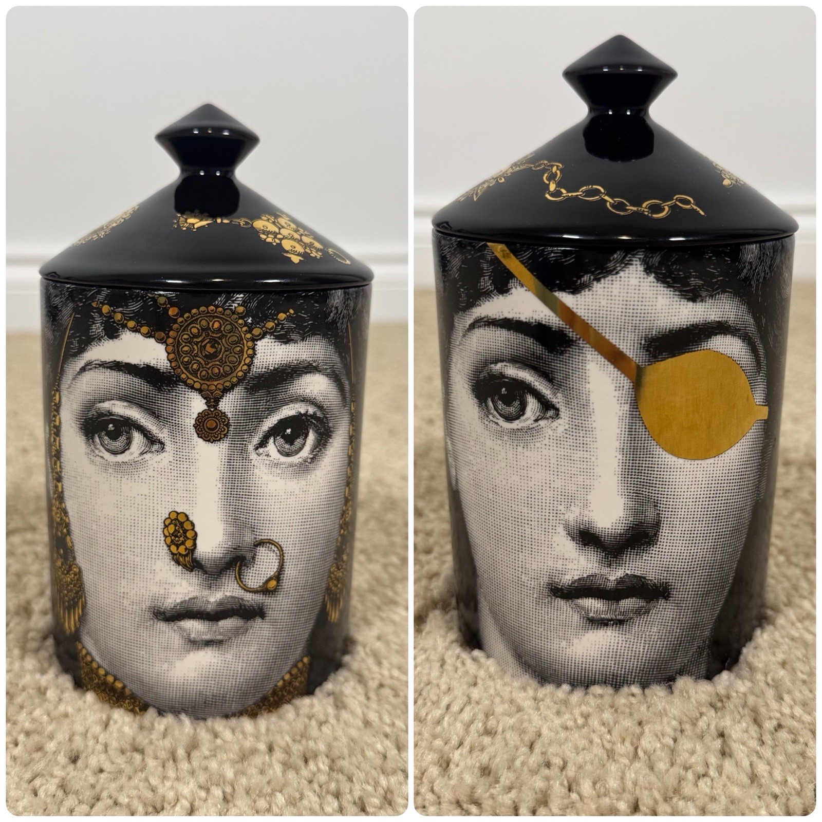 Fornasetti L&rsquo;Eclaireuse Candle NWOB Gold Black Limited Edi