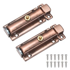 2Pcs Spring Loaded Latch Pin, 3.3 x 1.2 Inch Slide Barrel Bolt Latch, Red Bronze