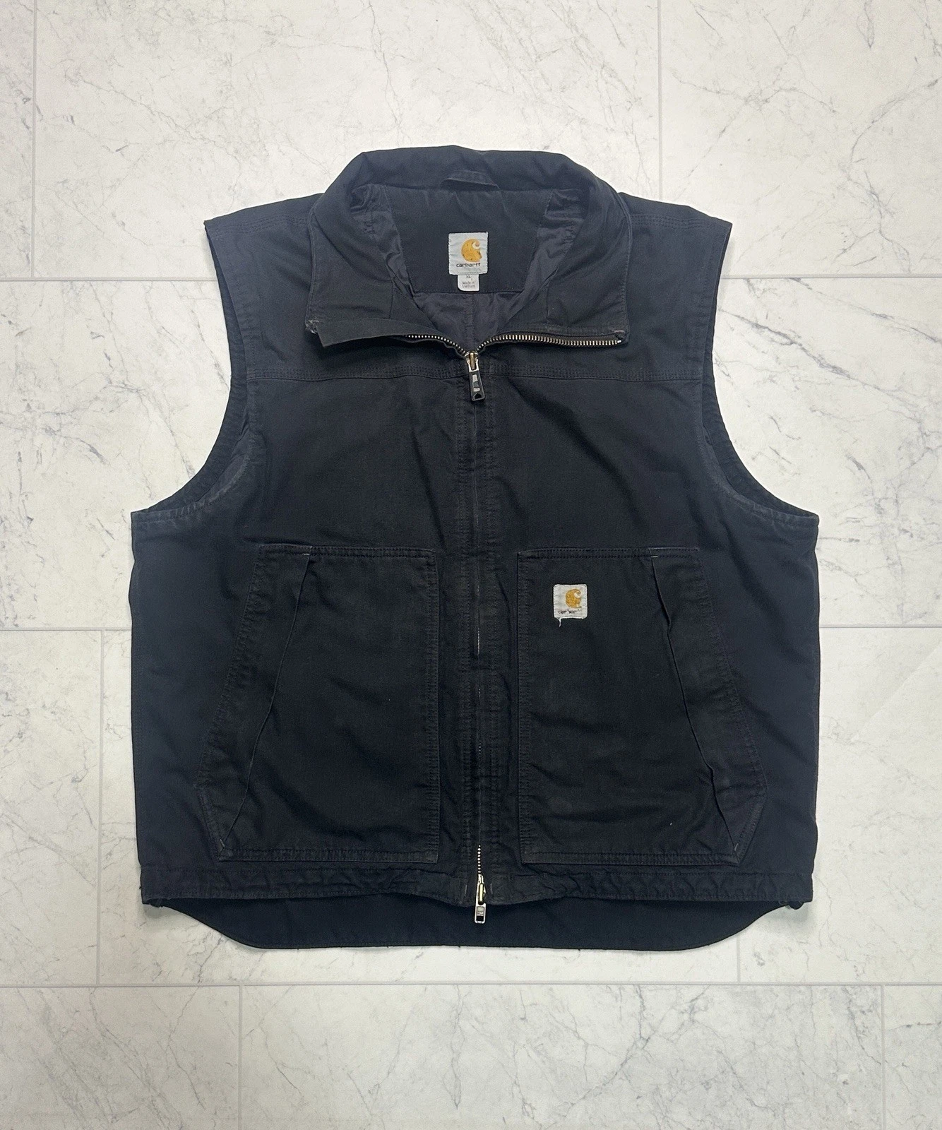 Carhartt Quick Duck Jefferson Vest Mens Size XL Black Quilted Lined 101494 001