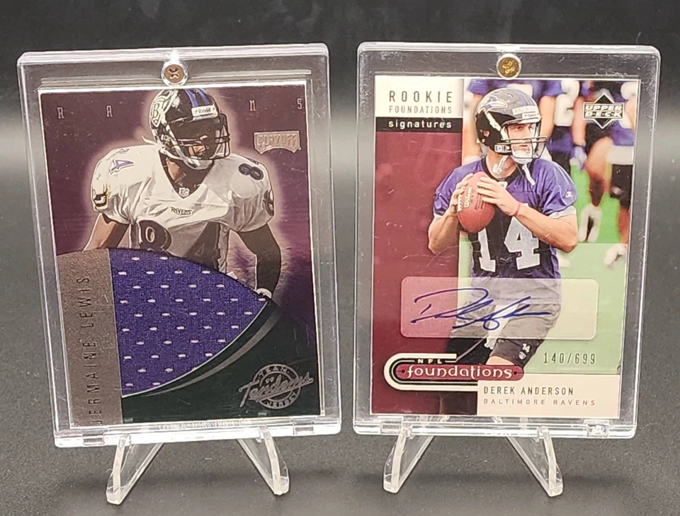 Lote de tarjetas deportivas pequeñas de los NFL Ravens autos, seriedas, parche Foto 3 de 4