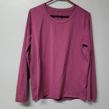 Blue Mountain Performance Long Sleeve Shirt Magenta Athletic Top Size L