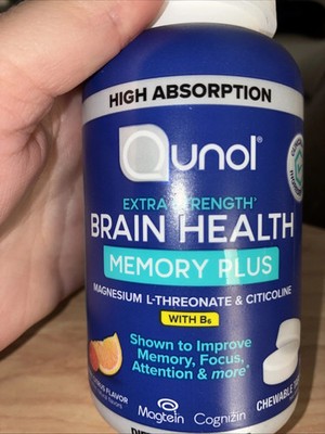 Qunol Extra Strength Brain Health Memory Plus 60 Chewable Tablets New Sealed
