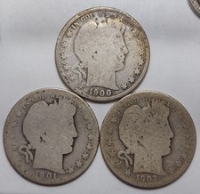 1900-O 1901-O 1902-O BARBER HALF DOLLARS AG - 3 Coin Lot
