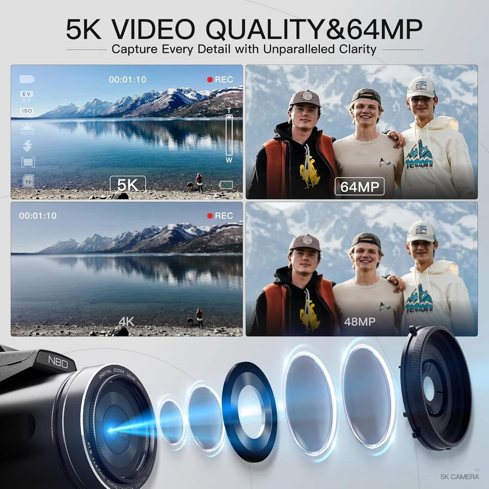 Digitalkamera 5K 64MP 16X WiFi Autofocus Fotokamera mit 32GB Karte für Vlogging - Bild 3 von 4