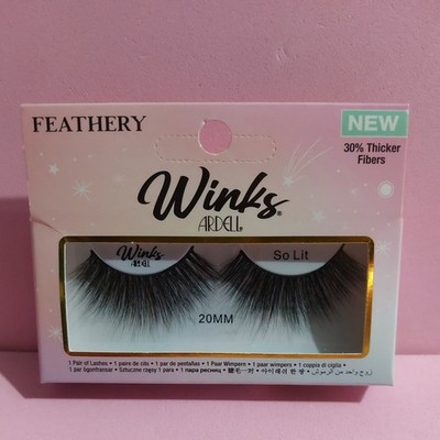 Ardell Winks Feathery False Eyelashes So Lit Black 20mm Length Brand New Sealed