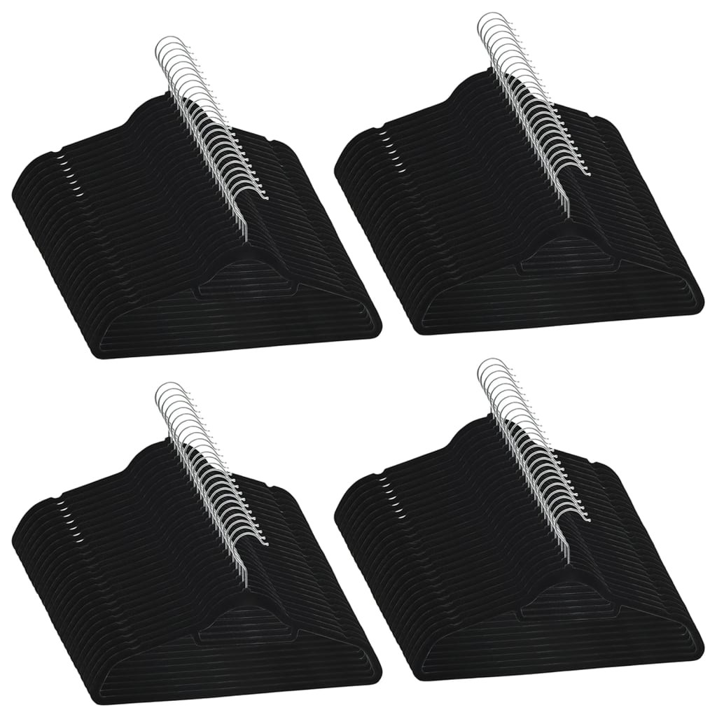 100 Appendiabiti Velluto Nero Antiscivolo - Design Slim Salvaspazio
