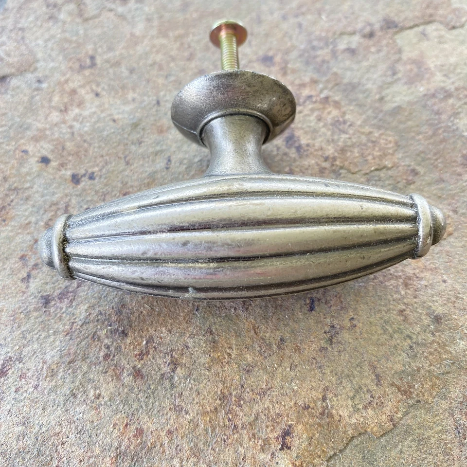 Top Knobs Tuscany T-Handle Oval Pull 2-7/8" MDC 3216 Vtg Pewter Antique Silver - Image 3 of 4