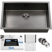 33 Inchs Undermount Kitchen Sink,33 x 19 x 9 Inch Black-Grey Single Bowl Sink...