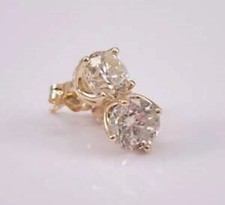 3Ct Lab-Created Diamond Push Back Flower Stud Earrings 14K Yellow Gold Finish
