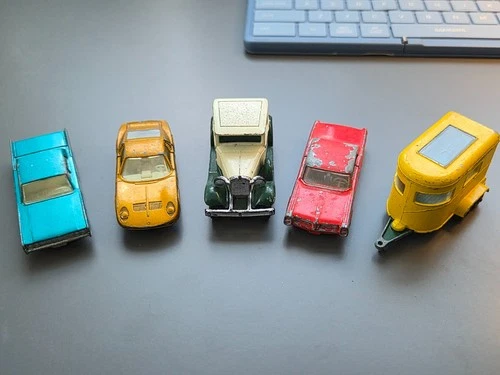 Lesney Matchbox Die Cast No 22 31 33 43 73 Cars and Pony Trailer