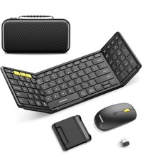 Tri-Fold Portable 5.0 Bluetooth Keyboard Mouse Combo Travel iOS Android Windows