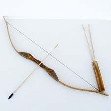 WOODEN BOW AND ARROW w QUIVER set 3 PACK ARRO...