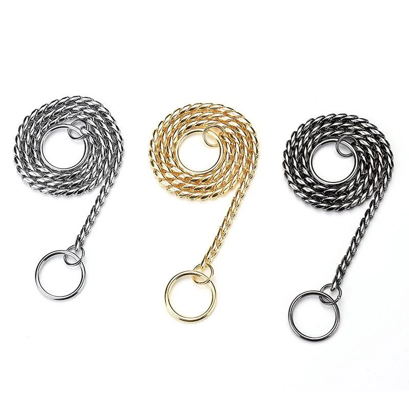 Coleira de corrente de cachorro dourada de aço inoxidável – P deslizamento de cobra, à prova de mastigação, treinamento - Imagem 3 de 4