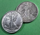 1943 & 1943D WALKING LIBERTY 1/2 Dollars - 90% Silver  AU+                 #5616
