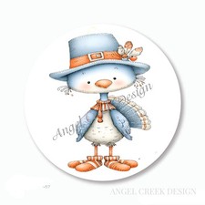 WHIMSICAL PILGRIM TURKEY THANKSGIVING SCRAPBOOK STICKERS FAVORS ENVELOPE SEALS