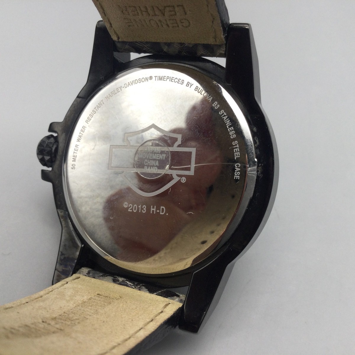 Harley Davidson Bulova Watch Women 43mm Black Crystals Skull