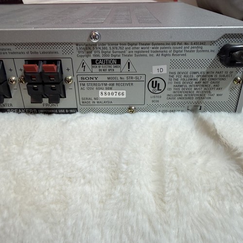 SONY STR SL7 5.1 400 Watts DTS, Dolby Digital. 24bit DSP Tested and Works, - Picture 5 of 8