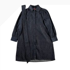 Kate Spade New York Ruffle Denim Shirt Dress Size Small Puff Long Sleeves Belt