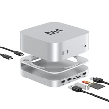 Akyyajaure Mac mini Hub: 9 in 1 Aluminum Stand Dock for Mac mini M4 Pro wit...