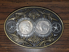 Buffalo Nickel/Indian Head Vintage Belt Buckle-Year 1936-w/2 old nickels.