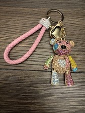 Beautiful Rhinestone Teddy Bear Jointed Keychain Multicolor