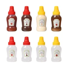 8Pcs Mini Ketchup Bottles25ml Reusable Plastic Condiment Squeeze Bottles for