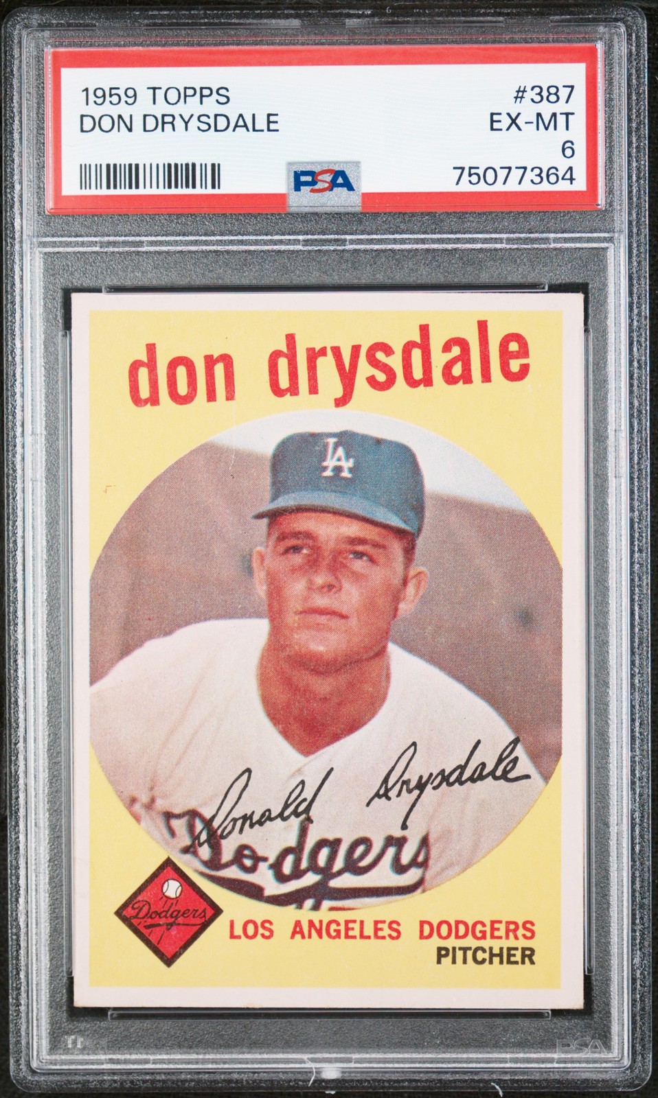 1959 Topps #387 Don Drysdale PSA 6