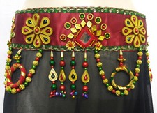 BELLY DANCE HIP SKIRT HANDMADE BEADED BELT TRIBAL JEWELRY SCARF FUSION SARI BOHO