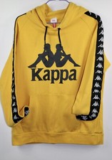 Kappa Authentic Men  s Yellow Logo Tape Hoodie Sweatshirt Size Large