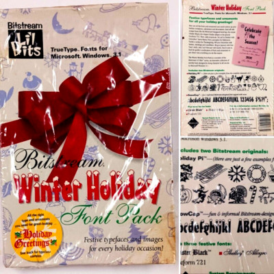 WINTER HOLIDAY FONT PACK FLOPPY DISK MS-DOS/WINDOWS 3.1 VINTAGE NOS READ