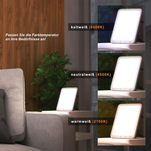 Vollspektrum Therapie-Tageslichtlampe 10000 Lux UV-Frei Timer USB-C Tragbar Weiß - Bild 2 von 17