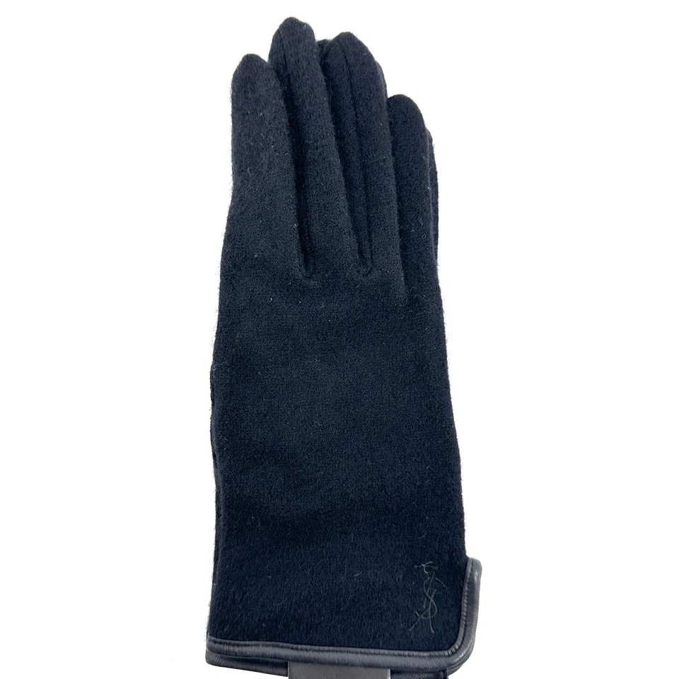 Женские элегантные винтажные черные кожаные перчатки Yves Saint Laurent YSL неиспользованные - Изображение 3 из 4