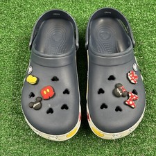 Disney Mickey Mouse Crocs Navy Blue White W/ Matching Jibz Sz 11W 9M